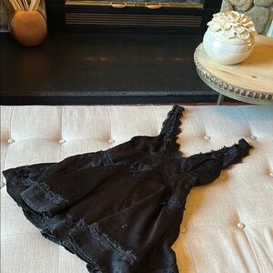 Urban Outfitters Black Satin Lace Trim Mini Dress Size Small